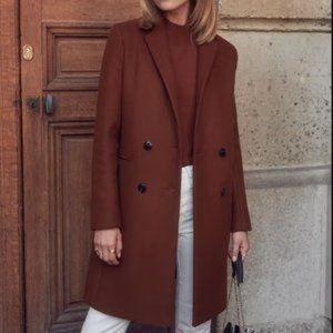 Sezane Wool Johnson Coat Mahogany Size EU 38/US 6
